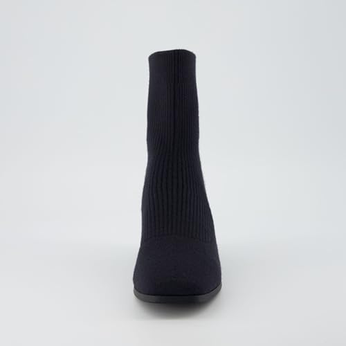 CUSHIONAIRE Women's Russel Knit Ankle Boot with Block Heel +Memory Foam, Wide Widths Available3