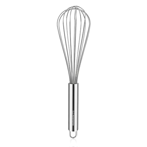 NileHome Stainless Steel Whisk 10" Kitchen Whisk Wisking Tool Kitchen Wisk Wire Whisks for Cooking, Whisking, Blending, Beating, Stirring