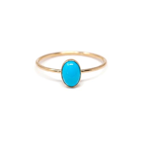 Salish Sea Inspirations Arizona Mined Turquoise 14K Gold Filled Skinny Ring Sizes 5-8 (Oval)