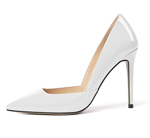 AUMOTED Women's Pointed Toe Slip On 4" High Heels Cut Out D'Orsay Pumps for Casual Dress Office2