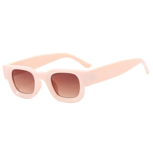 Lunettes de soleil rectangulaires épaisses pour voyage - Protection UV400 beige thé