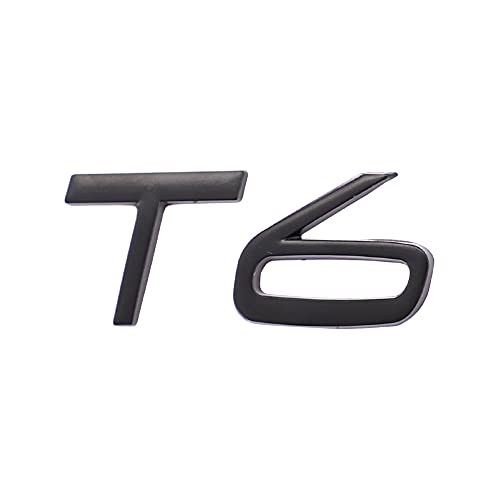 Image of T6 Emblem 3D Metal Badge Car Hood Truck Door Side Fender Rear Trunk Emblem Sticker Decals for Volvo XC60 S60 V60 Polester (Black)