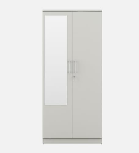 Image of Spacewood Carnival Wardrobe | 3 Year Warranty | Almirah, Cupboard, Almari, 2 Door Wardrobe with Mirror, 1 Hanging Space|Engineered Wood| Kingston White