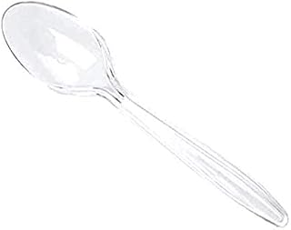 Clear Plastic Spoons | Heavy Duty Clear Plastic teaspoon (Pack of 50) Tableware and Dinnerware, Transparent in colour
