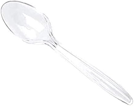 Clear Plastic Spoons | Heavy Duty Clear Plastic teaspoon (Pack of 50) Tableware and Dinnerware, Transparent in colour