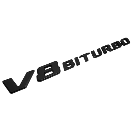 Image of 2PCS 2017+ V8 Biturbo Left & Right Side Decal Badge Sticker Emblem (Matte Black)