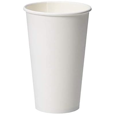 Amazon Basics Compostable Disposable Coffee Cups for Hot Beverage and Cold Drinks, Leak-Proof Paper, 16 Ounces, White, 500 Count