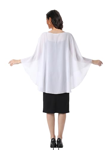 Image of Baoqiya Chiffon Capes Sheer Capelets Long Cape Poncho For Women Plus Size