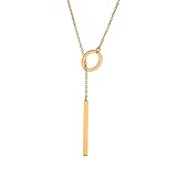 Cadena Hombre Mujer Joyas Necklace Collar Ajustable con Tira Rectangular Y Anillo De Cadena Cruzada Plana para Mujer