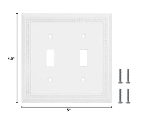 Image of Henne Bery Sunken Pearls Heavy Duty Decorative Wall Plate Switch Plate Outlet Cover (Double Toggle, White)