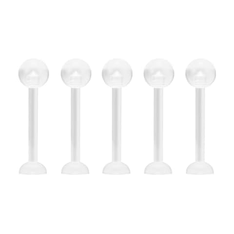 NewkeepsR 5pcs-14G(1.6mm) Thickness, 14mm(9/16'') Length, Bioplast Flexible Clear Tongue Ring Retainer, Unnoticeable Flat Labret Spacers Cover