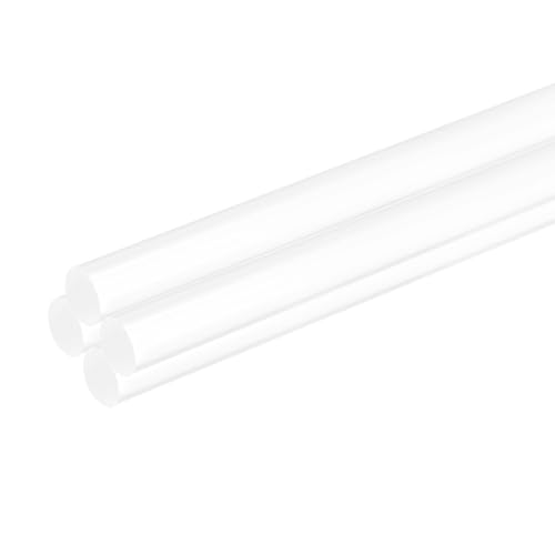 MECCANIXITY 4pcs Acrylic Round Rods 23/64" x 10" Clear Acrylic Dowel Rods Sticks Plastic Sticks Strip for DIY Crafts Lighting Gardening Decorations - 9mm x 250mm