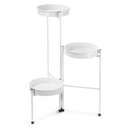 TIENDA EURASIA   Estantería para Plantas, 3 Alturas, Metal, Soporte para Macetas, 32x46x61,5 cm, 2 Colores Distintos, Decorativo, Organizador y Portamacetas (Blanco 3 Alturas)