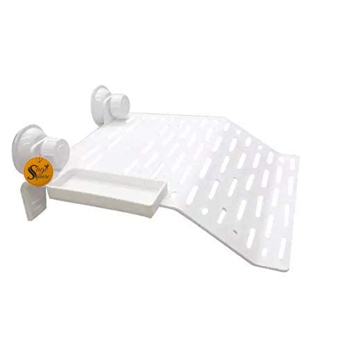 Sage Square Platform Cum Basking Ramp (with Food Bowl) for Aquarium Decor with Suction Cup for Turtle, Reptile, Aquarium, Small Amphibians (Large Size)