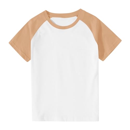 Boys Girls Short Sleeve T-Shirt, Kids Color Block Tee Shirts Summer Tops Casual Cotton Tshirts