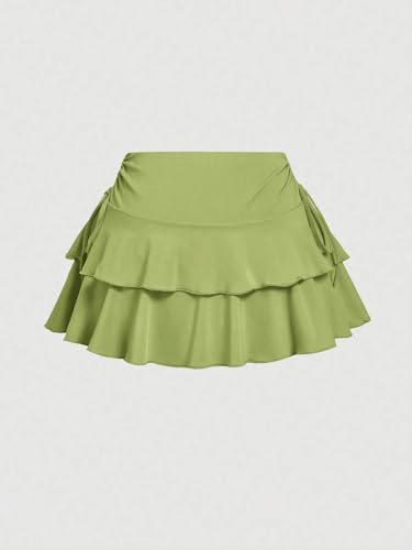 Women's Flowy Trendy Skirt Solid Color Drawstring Waist Mini Skirt3
