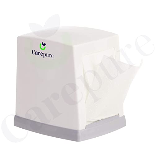 Image of Double Side Cube Table Top Tissue Dispenser with L-Fold 200 Pcs Tissue Paper Refill -White