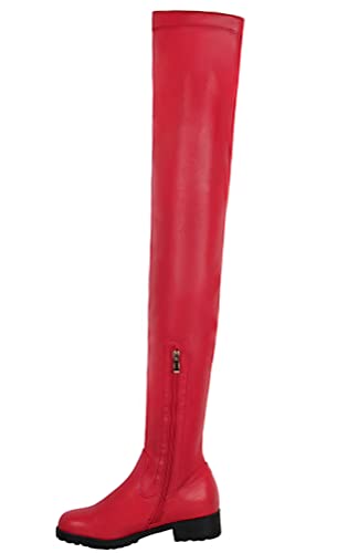 Minetom Stivali Donna Alti PU Tacchi Blocco