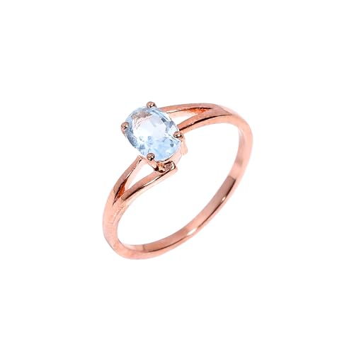 Bague de fiançailles en argent 925 massif et topaze ovale en pierre naturelle de prestige