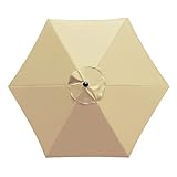 Sunnyglade 7.5Ft 6 Ribs Umbrella Canopy Replacement Patio Top Cover For Market Umbrella (Tan)