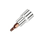 FOCMKEAS 1/4" Drive T27 Torx Bit Socket, S2 Steel Bits, Heat Treated CR-V Steel Star Sockets 1.46" L