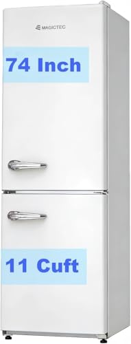 Retro fridge Vintage refrigerator with freezer | Frost free | 11 Cubic feet | 74 Inch tall | Multiflow Cooling | White Refrigerador classic old Nevera full size | For Porch,Patio,House,Kitchen