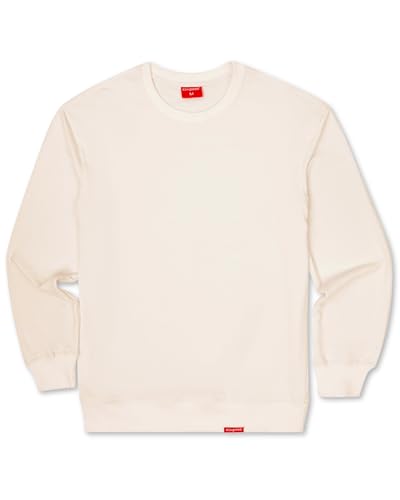 Kingsted Butter Yellow Sweatshirt for Men Super Soft Lightweight Sweater Premium Terry Fabric Classic Everyday Comfort Fit (Cream Large)
