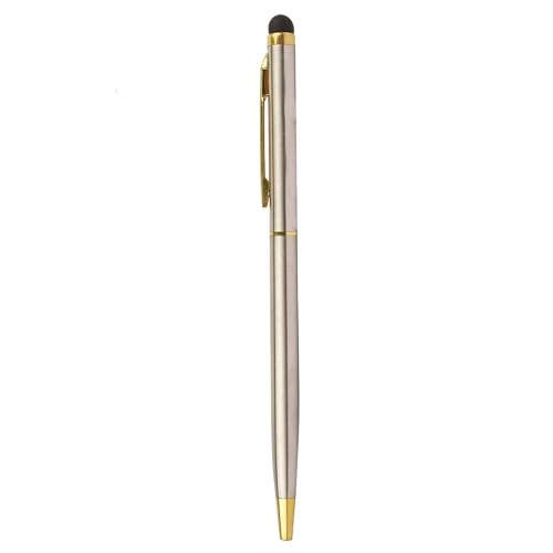 Image of Metal Silver Slim Body & Golden Clip with Mobile Touch Stylish Ball Pen