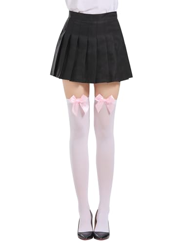 Image of SOUTHRO Thigh High Stockings & Fishnet Tights with Bow, Cute Kawaii Socks | Soft Nylon, Velvet & Satin Bow Styles; Thigh High, Knee High or Footed Tights; for Coquette, Halloween, Cosplay & Date