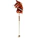 Unibos | Stick Horse With Wood Wheels Real Pony Neighing & Galloping Sounds Plush Hobby Horse Toy, 96cm, Brown (AA Batteries Required) (Brown)