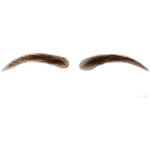 CliCling False Eyebrows Human Hair Artificial Real Hair Handmade Crochet False Brows Light Brown Invisible Realistic Natural Fake Eyebrows Cover