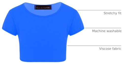 Image of Kids Girls Neon Fluorescent Plain Short Sleeve Crop Tops T-Shirt Tee Top Dance Wear Gymnastic Fancy Dress Age 3-14 Years