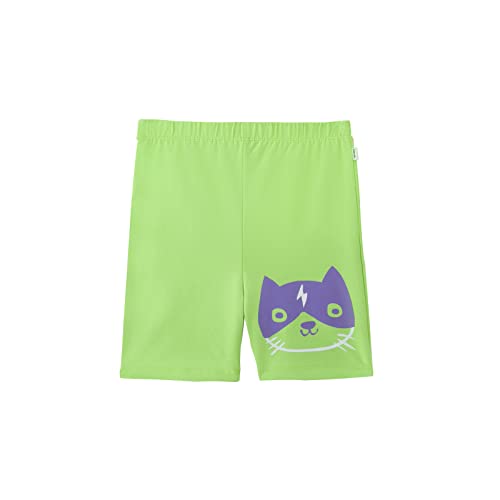 Image of YouGotPlanB Girl's Flower Face Purple & Blue Cycling Shorts | Slim fit | Cotton Blended | High Waist | Printed Above Knee Shorts | No-Mark Elastic | Breathable & Stretchy