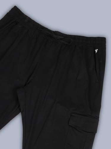 Image of Men's Solid Relaxed Fit Cargo Track Pants with DURACOOL+ | Moisture-Wicking Breathable Sports Joggers | Multi-Pocket Athletic & Casual Bottom Wear