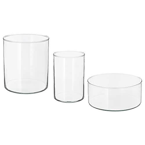 IKEA Jarrón cilíndrico de cristal transparente (3 unidades)