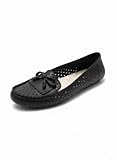Sapatilha Mocassim Feminina Clássica, Sintético, Preta, Design Perfurado com Laço, Confortável para Uso Diário, Antiderrapante, Numeração 33-39 (Preto, BR, Adulto, Numérico, 35)