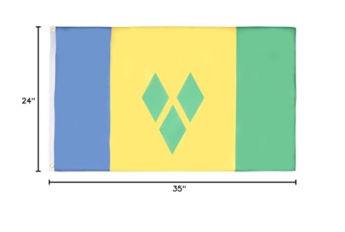 Image of AZ FLAG - Saint Vincent Flag - 2x3 Ft - 100D Polyester Vicentian Banner with Two Metal Grommets - Fade Resistant - Vivid Colors - 2' x 3' Feet - 90x60 Cm