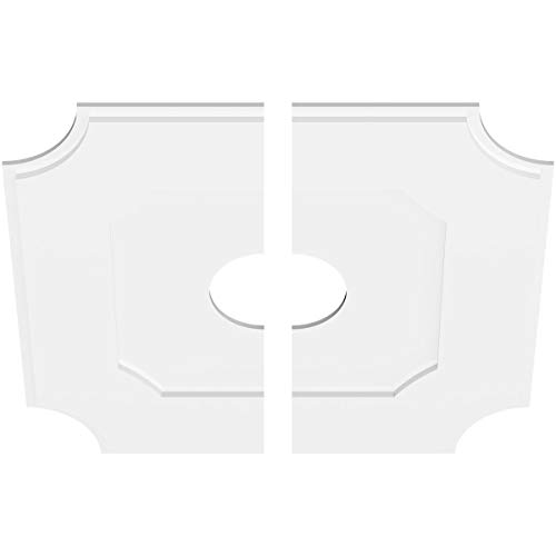 Image of Ekena Millwork CMP32LE2-07000 Locke Architectural Grade PVC Contemporary, Two Piece Urethane Ceiling Medallions 32 inchOD x 7 inchID x 19 inchC x 1 inchP