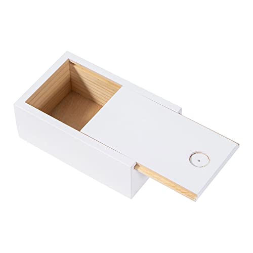Wooden Storage Box With Sliding Lid, 5.9'' X 3.7'' X 2.2'' Stash Keepsake Box, Small Rustic Memory Wood Boxes, Decorative Container Box For Jewelry, Anniversary, Souvenir, And Treasure (White) #TOP3