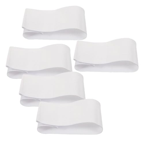 SWETRACE Brazaletes de Capitán Elásticos de Nylon Blanco 5 Piezas para Fútbol, Baloncesto y Equipos Deportivos, Banda de Reconocimiento Multideporte, Uso Juvenil y Competición