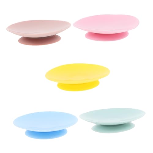 FRCOLOR 5pcs Portable Suction Cups Double Side Silicone Sucker Pads Tableware Fixing Pads Dish Suction Cup Plate Pads for Tableware Use