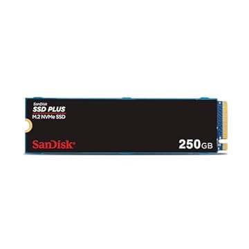 SSD Sandisk Plus - 250GB, NVMe, M.2 2280, Leitura até 2400MB/s, Gravação até 1500MB/s
