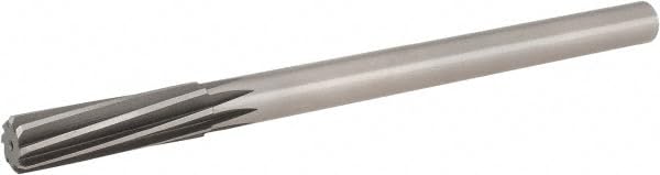 Hertel Chucking Reamer, RH Cut, 5/8" Diameter, HSS, Straight-Cylindrical Shank, 9" OAL, 2-1/4" Flute Length, 8 Flute
