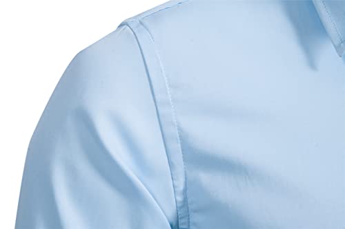 Sir7 Men's Long Sleeve Dress Shirts Slim Fit Casual Button Down Business Formal Shirt With Pocket Large White #TOP3