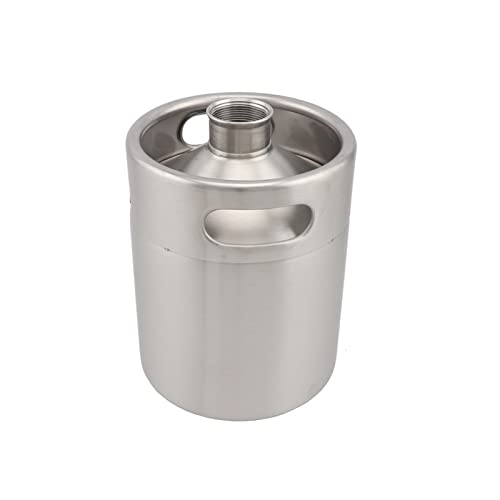 EGUIAS Brewing Accessory 2L/3.6L/5L Homebrew Beer Mini Keg Pressurized Growler Matte Black Draft Beer Dispenser(Silver 2L)