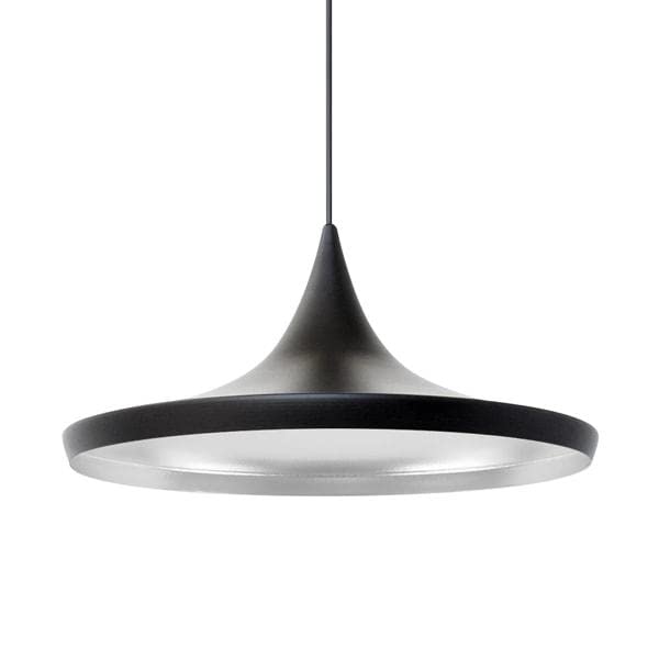 Loft7, Luminária pendente Tom Dixon Beat Wide Chapéu Preto com interior branco