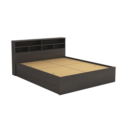 Image of DesignFit Engineered Wood Queen Size Bed with Box Storage | Wooden Double Bed Cot Palang Furniture for Bedroom Living Room Home Hotel (Wenge Finish) 1 Year Warranty