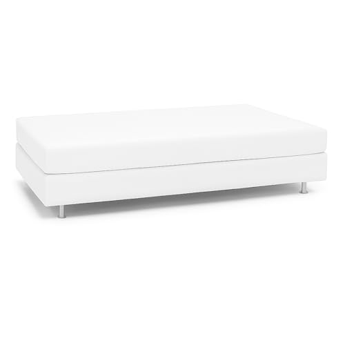 BIANCALUNA - Copriletto elastico Living Genius tinta unita Anti Macchia - Divano Letto Singolo da 90 a 200 cm Made in Italy - Bianco