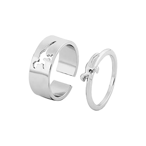 Gereiny Dinosaur Ring Set Ins Retro Creative Metal Geometric Hollow Ring Opening Adjustable Ring For Teen Girls Silver Cover