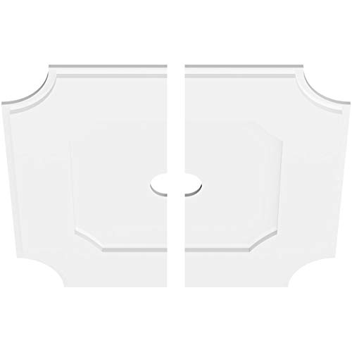 Image of Ekena Millwork CMP28LE2-03000 Locke Architectural Grade PVC Contemporary, Two Piece Urethane Ceiling Medallions 28 inchOD x 3 inchID x 16 3 /4 inchC x 1 inchP